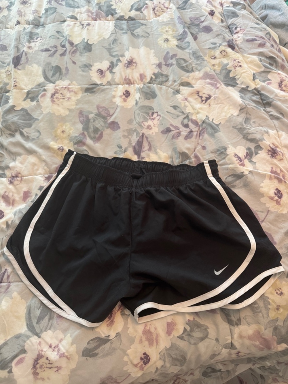 Nike Black Athletic Shorts with White Piping